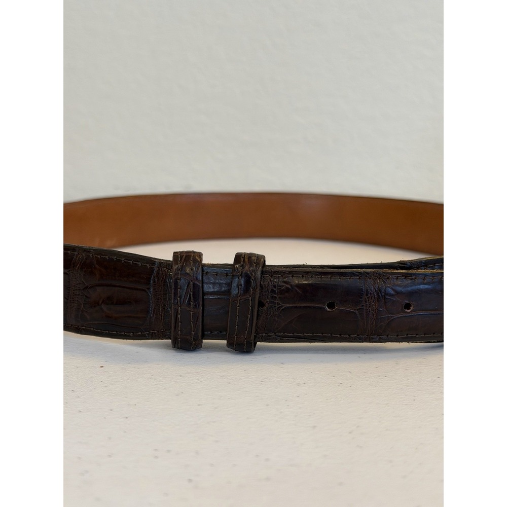 Women's Genuine Exotic Alligator Handmade Belt USA Size 34 Dark Brown